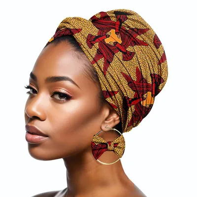 Duplex Printing Batik Headscarf Earrings A754 Hair Band Mask - Shop at LoveMi