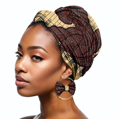 Duplex Printing Batik Headscarf Earrings A761 Hair Band Mask - Shop at LoveMi