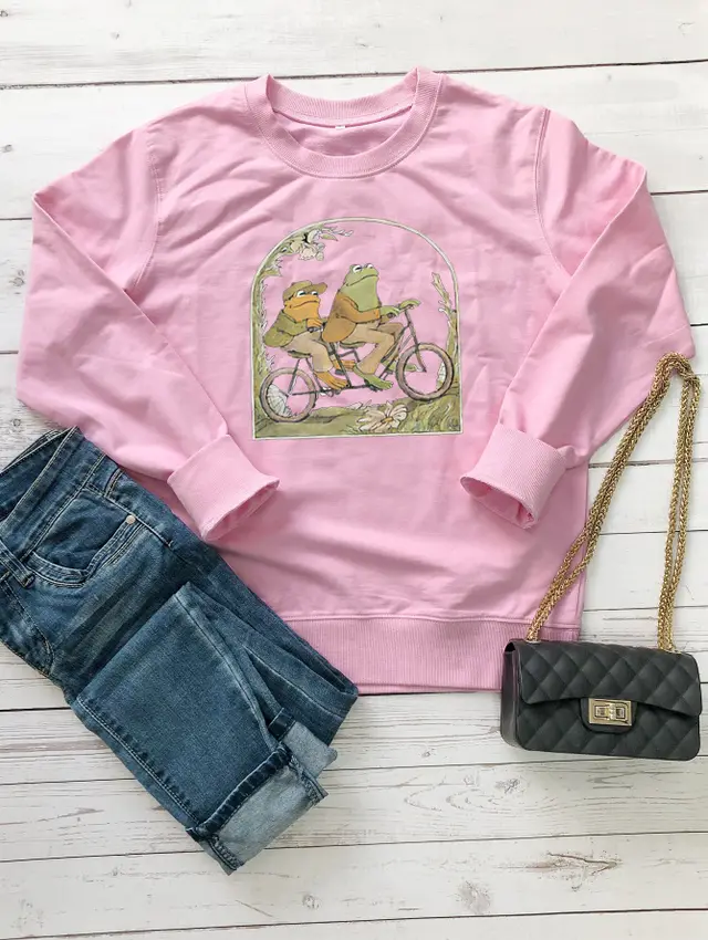 Frog And Toad Are Good Partners Casual Cotton Sweater Pink - Shop at LoveMi