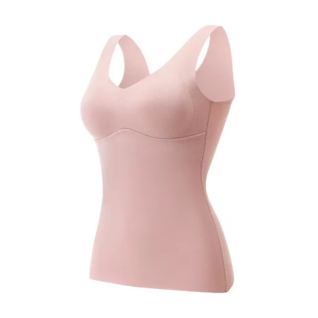 Seamless Thermal Vest Women's Self heating Underwear With Chest Pad Pink - Shop at LoveMi