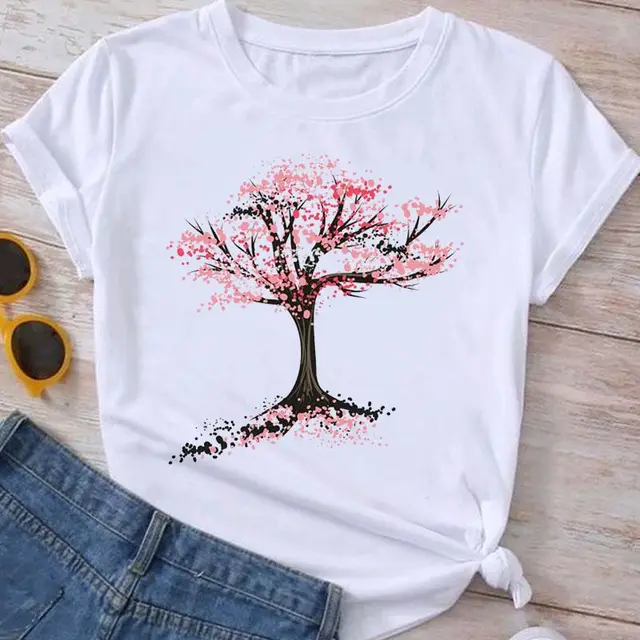 Flower Plant Bottoming Shirt Half Sleeve Simple Cartoon Mgq29043 - Shop at LoveMi
