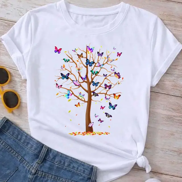 Flower Plant Bottoming Shirt Half Sleeve Simple Cartoon Mgq29046 - Shop at LoveMi