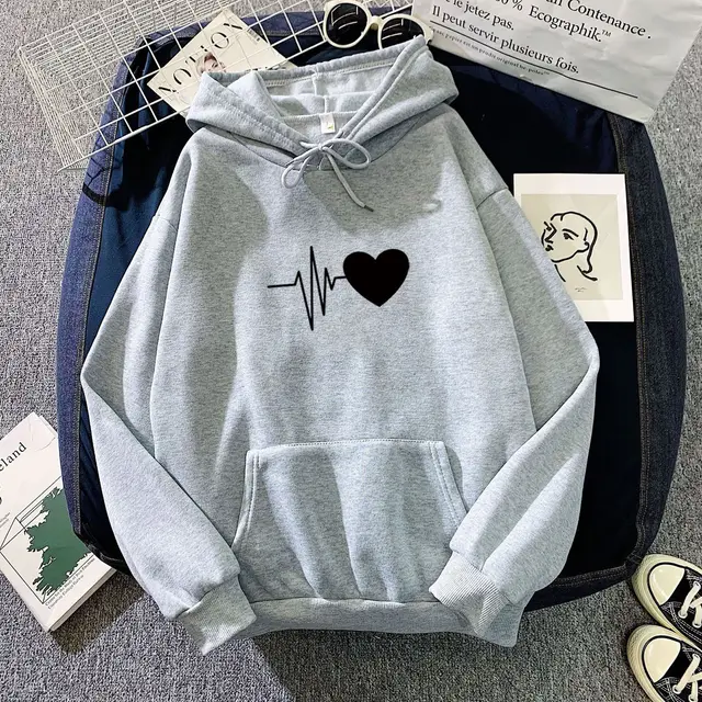 European And American Plus Velvet Hoodie Sweaters Women's Clothing Autumn Winter Coat Loose Gray - Shop at LoveMi