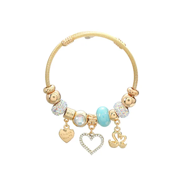 Women's Heart shaped Pendant Bracelet Couples Bracelet 36 Blue - Shop at LoveMi