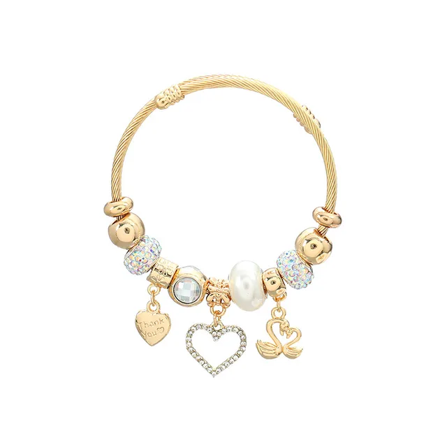 Women's Heart shaped Pendant Bracelet Couples Bracelet 36 White - Shop at LoveMi
