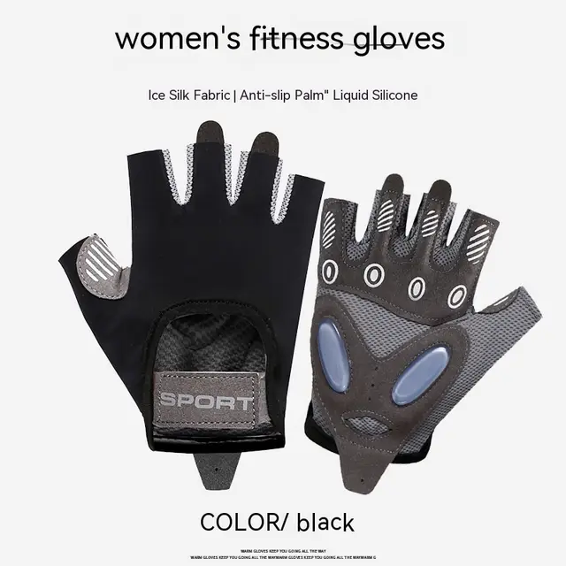 Women's Trendy Sports Half finger Fitness Gloves Black - Shop at LoveMi