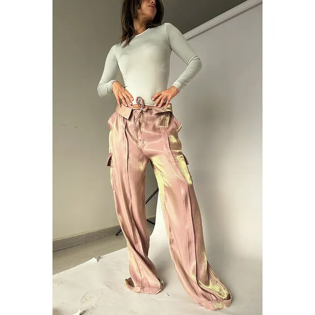 Ins Style Loose Straight Pants With Multi pocket Design New Fashion Casual Vacation Trousers Womens Clothing Lotus - Shop at LoveMi