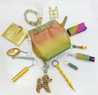 Gorgeous Gold Safety Keychain Set - Colorful Gold