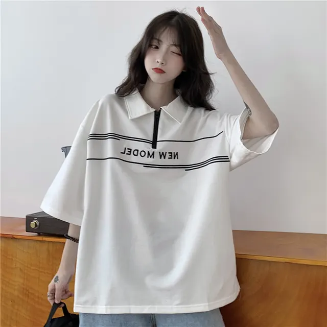 Women's Summer Cotton Loose Short sleeved T shirt White - Shop at LoveMi