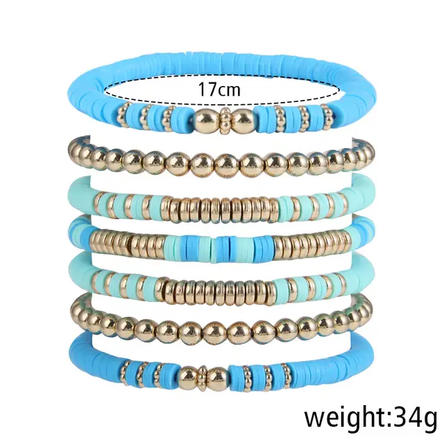 Retro Bohemian Polymer Clay Ball Bracelet Suit Zxs0154 - Shop at LoveMi