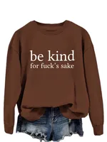 All-matching Women's Letter Simplicity Top - Brown