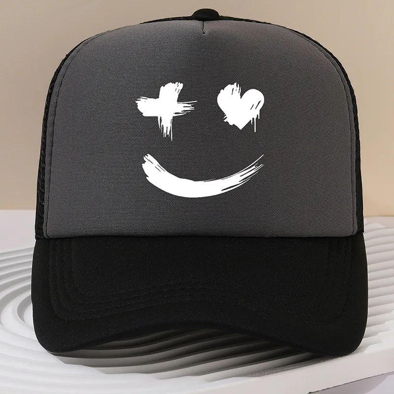 Face Peaked Cap Sunshade Baseball Cap Outdoor Riding Printing Gray - Shop at LoveMi