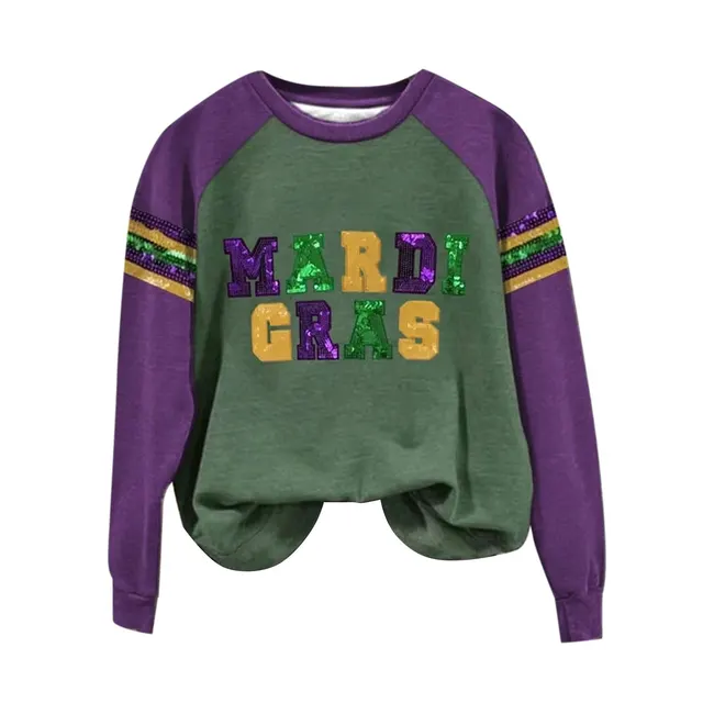 Purple Green Gold Multi Color Women's V neck Printed Sweater Green Purple - Shop at LoveMi
