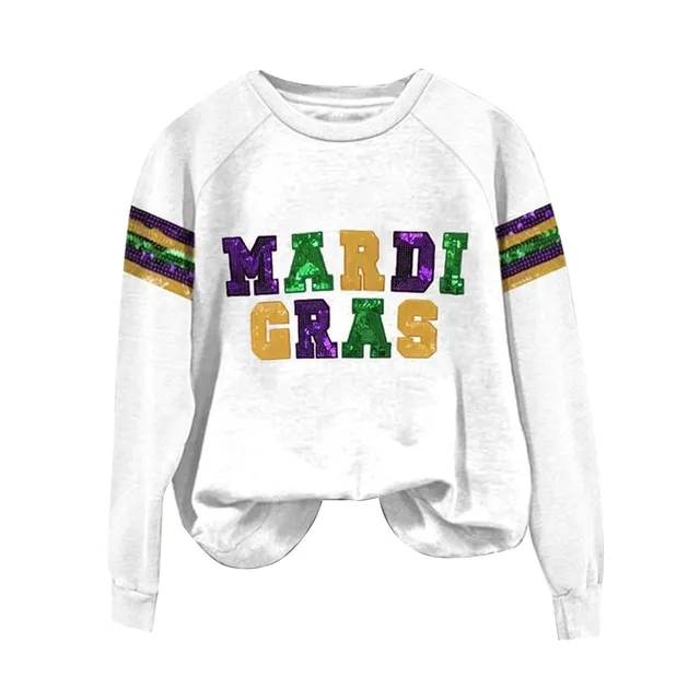 Purple Green Gold Multi Color Women's V neck Printed Sweater White - Shop at LoveMi