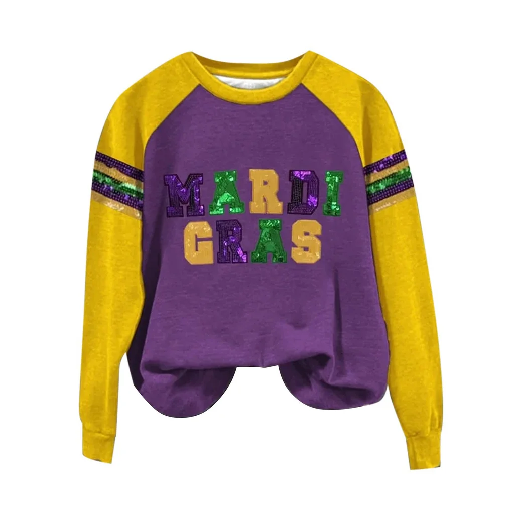 Purple Green Gold Multi-Colour Women's V-neck Printed Sweater - Yellow Purple