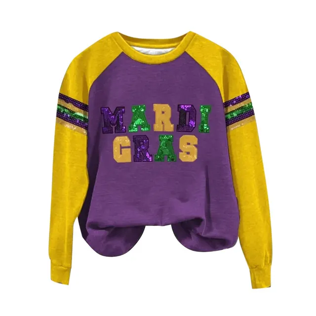 Purple Green Gold Multi Color Women's V neck Printed Sweater Yellow Purple - Shop at LoveMi