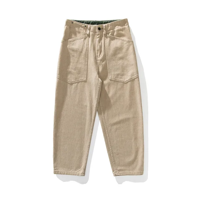 Japanese Spring Style Large Workwear With Pocket Casual Loose Pants Khaki - Shop at LoveMi