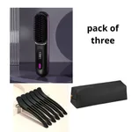 2 In 1 Straight Hair Comb Wireless Hair Straightener Brush Hair Fast Heating Portable Hot Curler USB Charging - Set