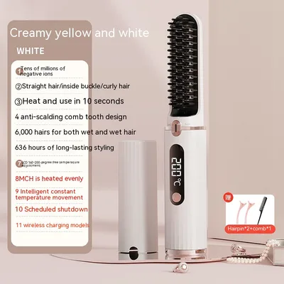 Charging Wireless Straight Portable Mini Non hurt Power Generation Comb White 888 Rechargeable Lcd - Shop at LoveMi