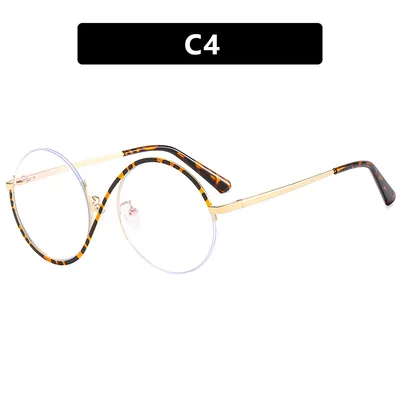 Asymmetric Flat Mirror Anti Blue Light Eyeglass Frame Leopard Print - Shop at LoveMi