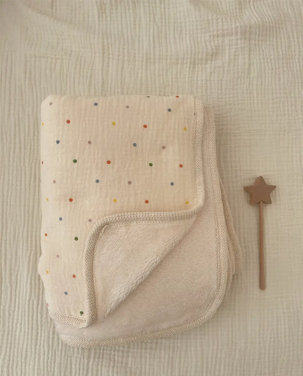 Double Layer Cotton Hook Lace Plush Blanket - Colorful Dots