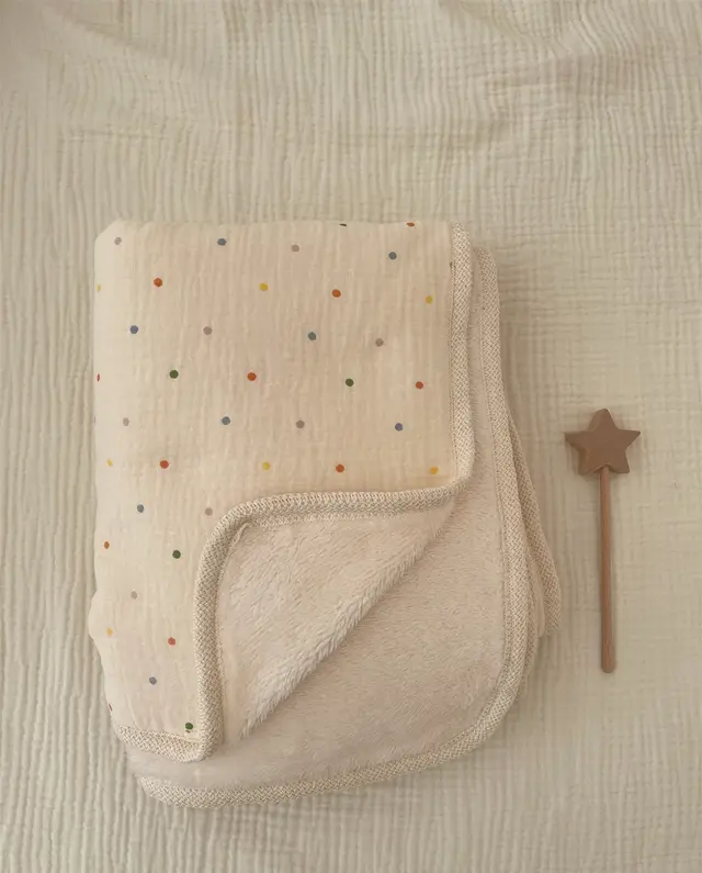 Double Layer Cotton Hook Lace Plush Blanket Colorful Dots - Shop at LoveMi