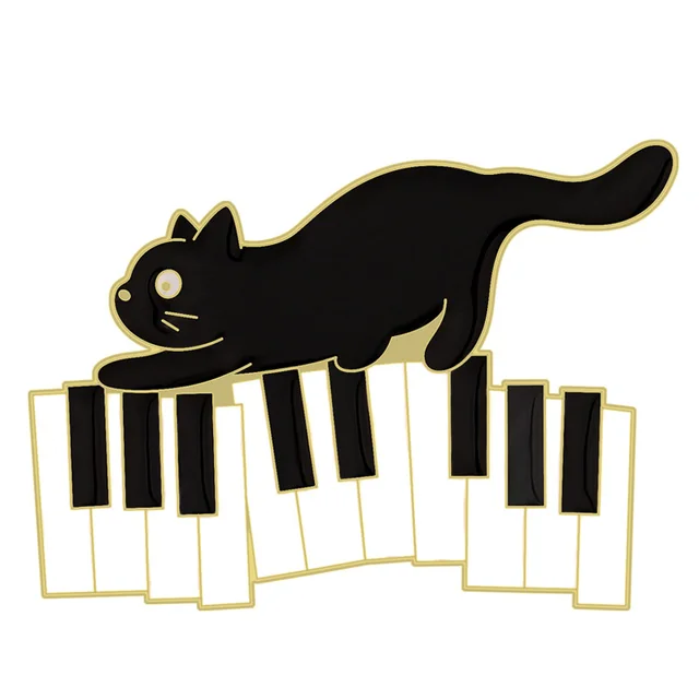 Cute Black Cat Piano Notes Alloy Brooch Xz7444 - Shop at LoveMi