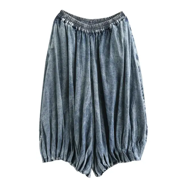 Women's Wide leg Jeans Loose Cropped Pants Blue - Shop at LoveMi