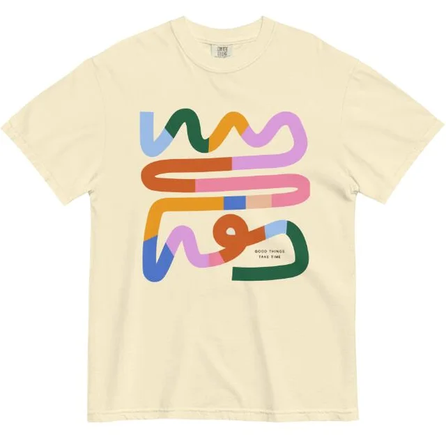 European And American Good Things Need Time T shirt Digital Printing Apricot - Shop at LoveMi
