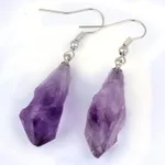 Natural Crystal Unshaped Rough Stone Earrings Earrings - Amethyst