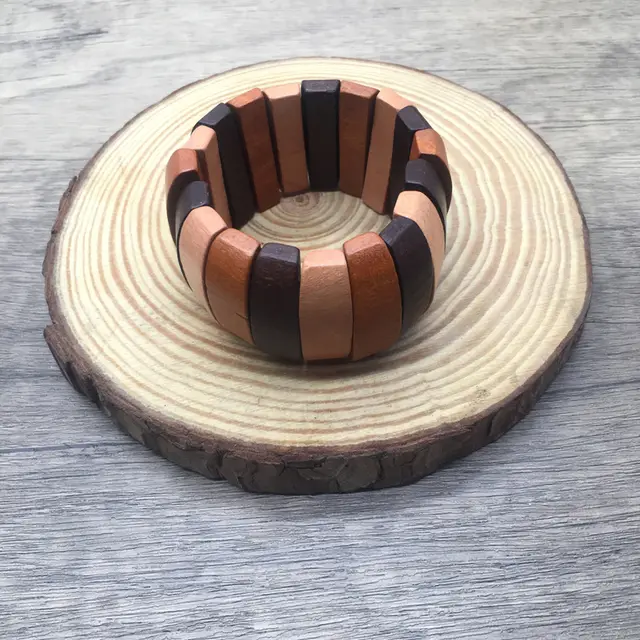 Watch Buckle Colored Wood Handmade Beaded Elastic Bracelet 09 Style - Shop at LoveMi