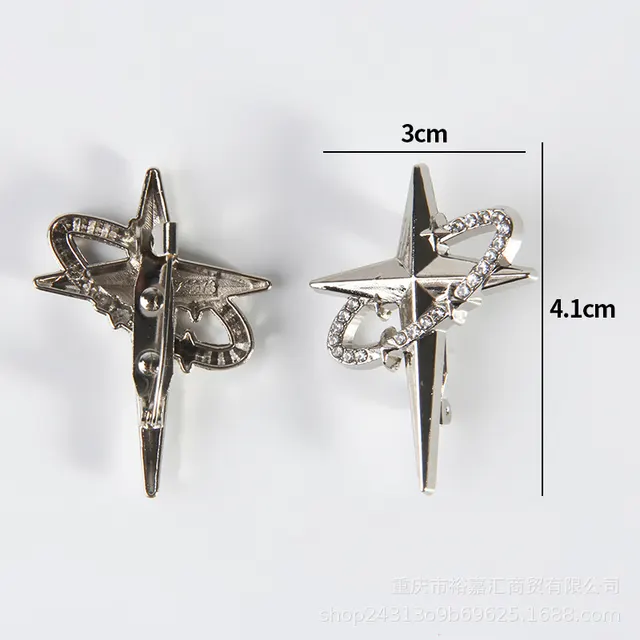 Metal Simplicity Ins Style Temperament Brooch Accessories 4 Imitation Diamond Cross Star - Shop at LoveMi