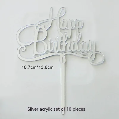 Acrylic Cake Decorative Creative LOVE LOVE Heart Happy Birthday Model Silver - Shop at LoveMi