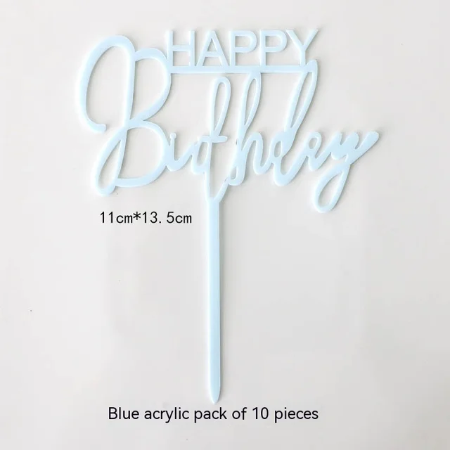 Acrylic Cake Decorative Creative LOVE LOVE Heart Happy Birthday Version 2 Blue - Shop at LoveMi