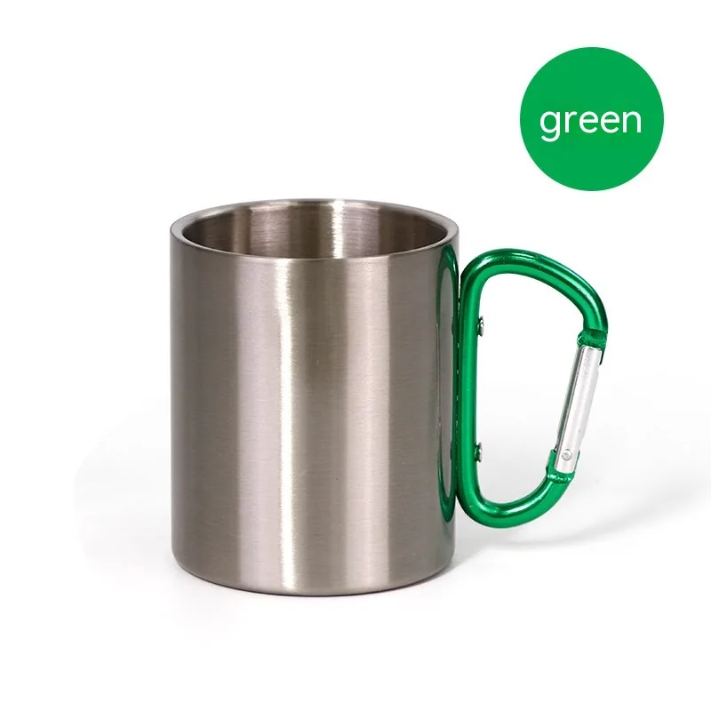 Heat Transfer Mug Stainless Steel Mountaineering Buckle Drinking Mug Double Layer Anti Hot Green - Shop at LoveMi