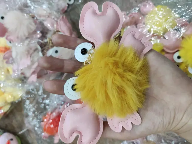 Cartoon Cute Crab Keychain Pendant Dark Yellow Ball - Shop at LoveMi