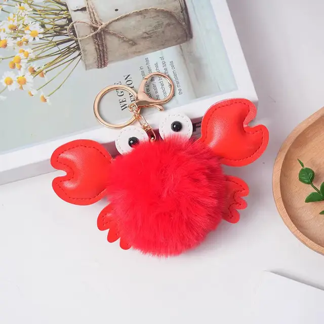 Cartoon Cute Crab Keychain Pendant Red Red Ball - Shop at LoveMi