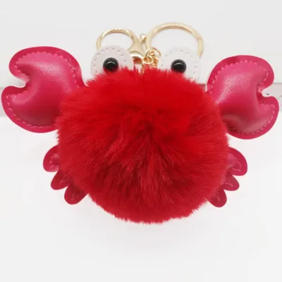 Cartoon Cute Crab Keychain Pendant Rose Red Red Ball - Shop at LoveMi