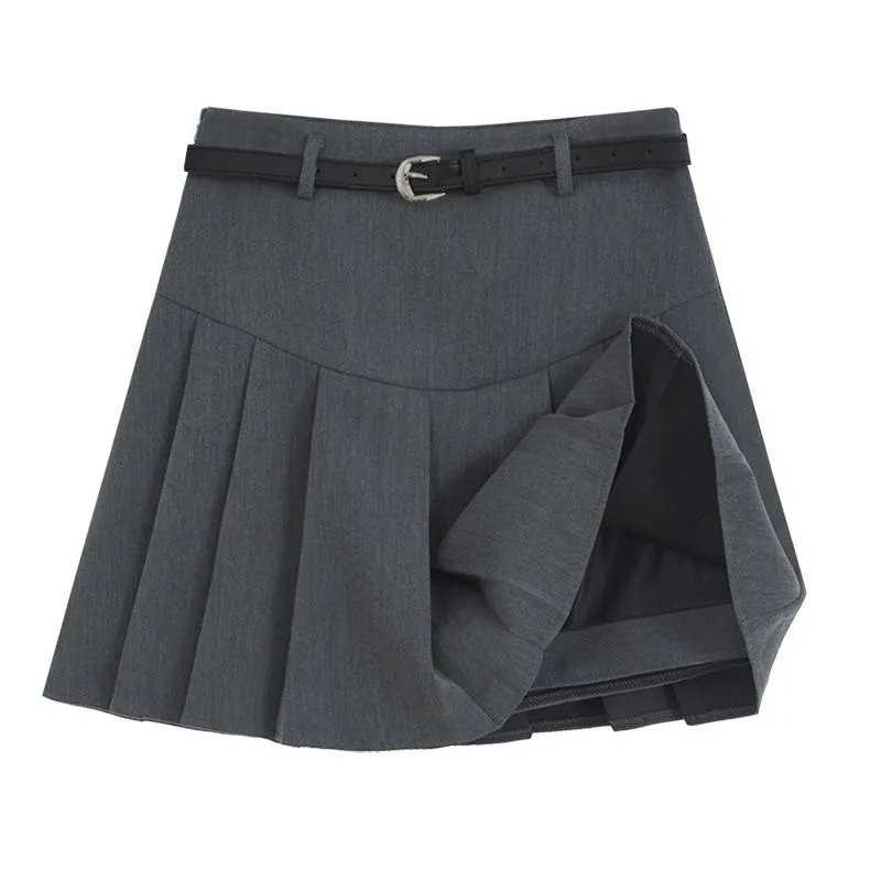 Women's Anti exposure High Waist Slimming A Line Skirt Dark Gray - Shop at LoveMi