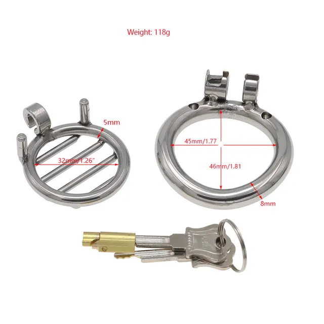 Men's Short Stainless Steel Flat Chastity Lock Suit With Medium Snap Ring - Shop at LoveMi