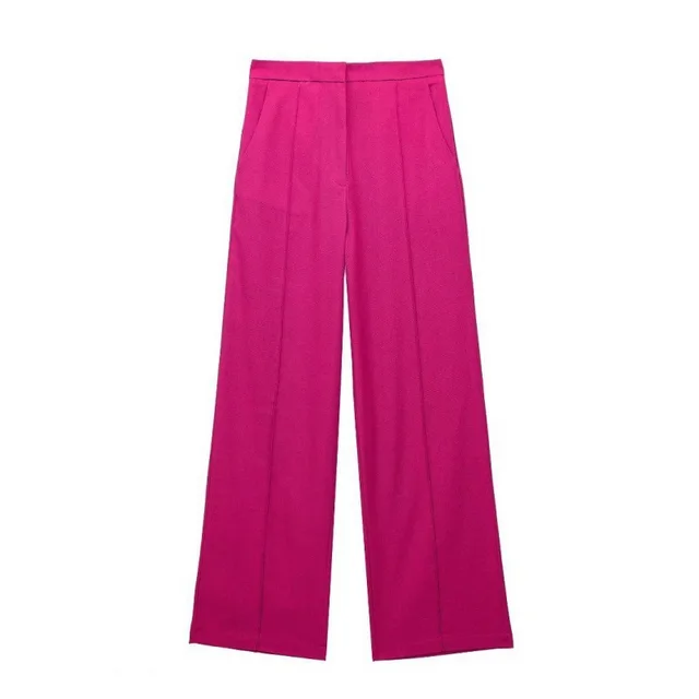 European And American Style Women's Multi color Linen Vest Coat Trousers 8947 Trousers Rose Red - Shop at LoveMi