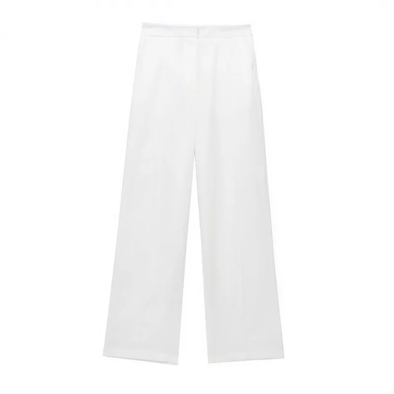 European And American Style Women's Multi color Linen Vest Coat Trousers 8947 Trousers White - Shop at LoveMi