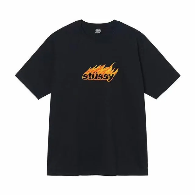 Summer Men's And Women's Short sleeved T shirt Black Flame - Shop at LoveMi