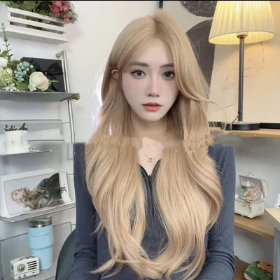 Linen Front Lace Wig Women's Fashion Natural Long Curly Hair Milk Tea Gold - Shop at LoveMi