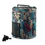 Wool Storage DIY Woven Buggy One Shoulder Printing Bucket Bag Luggage Round Bag - Eb018C12 Blue Leaves