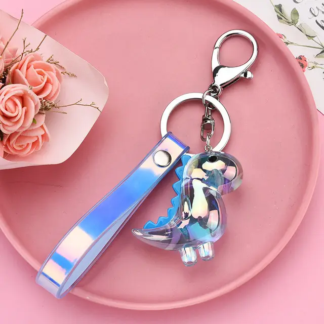 Acrylic Pendant Electroplated Dinosaur Keychain Light Blue - Shop at LoveMi