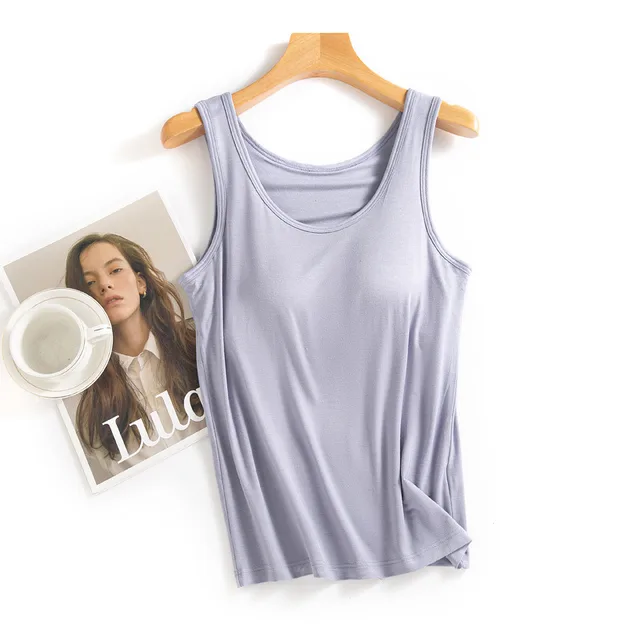 Plus Size Sling Vest With Chest Pad One piece Inner Wear Loose Inner Wear Anti exposure Blue Gray - Shop at LoveMi