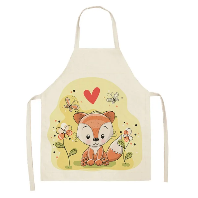 Kawaii Rainbow Fox Printed Cotton Linen Kitchen Apron Style 12 - Shop at LoveMi