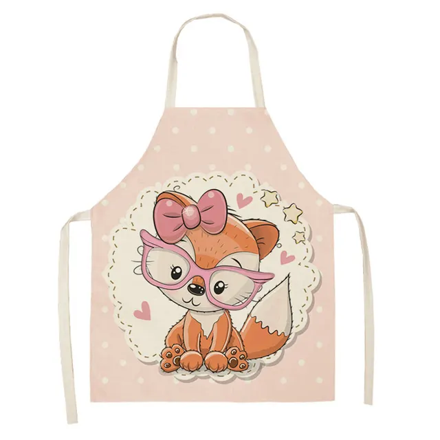Kawaii Rainbow Fox Printed Cotton Linen Kitchen Apron Style 18 - Shop at LoveMi