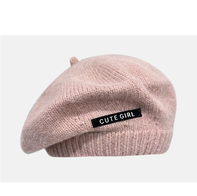 Rabbit Fur Beret Women's Autumn And Winter Lotus Pink - Shop at LoveMi